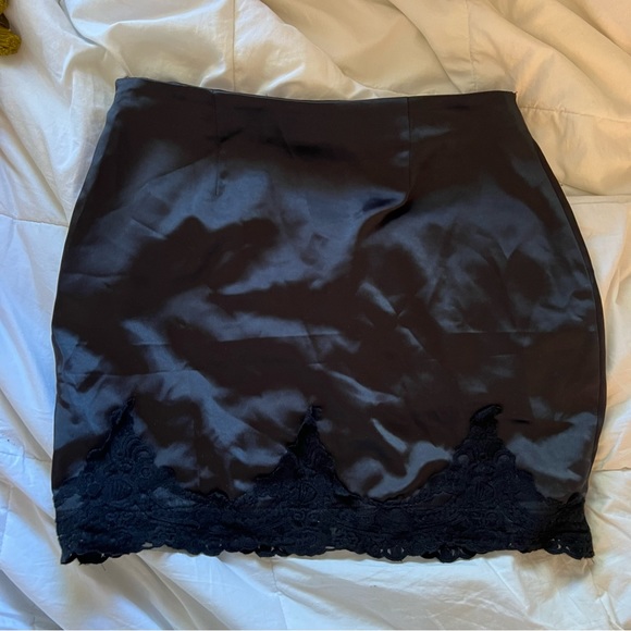 UO Lace Trim Silk Mini Skirt - Picture 2 of 6